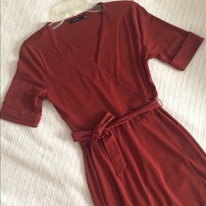 Apt 9- Burnt Red Wrap Dress